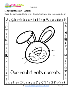 Letter Identification - Letter R - Kindergarten Alphabet Worksheets