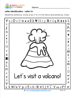 Letter Identification - Letter V - Kindergarten Alphabet Worksheets