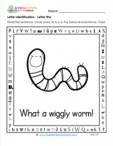 Letter Identification - Letter W - Kindergarten Alphabet Worksheets