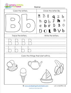 Words beginning with B worksheet