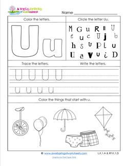 ABC Worksheets - Letter U - Alphabet Worksheets