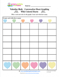 Valentine Math - Conversation Heart Graphing - Colors - Math Valentines
