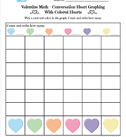 Valentine Math - Conversation Heart Graphing - Colors - Math Valentines