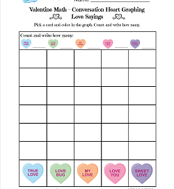 Valentine Math - Conversation Heart Graphing - Love Words - Math Valentines