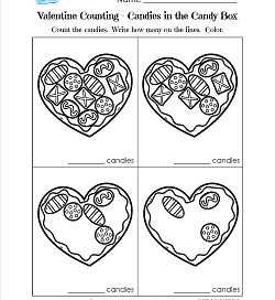 Valentine's Day Worksheets - Candies in the Candy Box