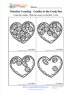 Valentine's Day Worksheets - Candies in the Candy Box