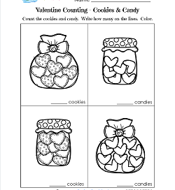 Valentines Day Worksheets - Cookies & Candy - Valentine Math