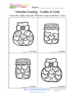 Valentines Day Worksheets - Cookies & Candy - Valentine Math