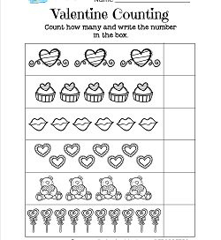 Valentines Day Worksheets - Valentine Counting