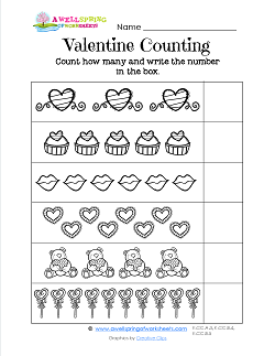 Valentines Day Worksheets - Valentine Counting