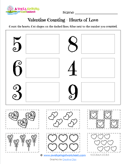 Valentine's Day Worksheets - Hearts of Love - Valentine Math