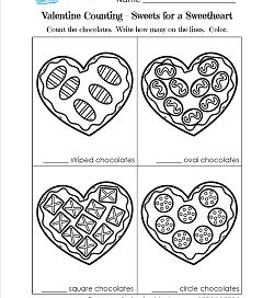 Valentines Day Worksheets - Sweets for a Sweetheart - Valentine Math