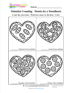Valentines Day Worksheets - Sweets for a Sweetheart - Valentine Math