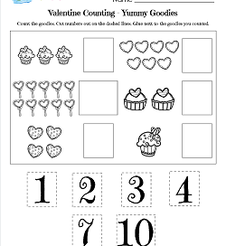 Valentines Day Worksheets - Yummy Goodies - Valentine's Math