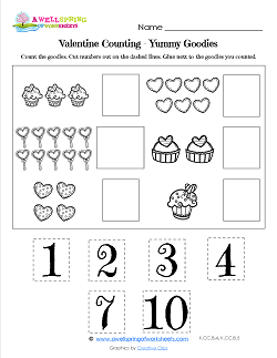 Valentines Day Worksheets - Yummy Goodies - Valentine's Math