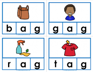 -ag words clip cards - cvc words - phonics