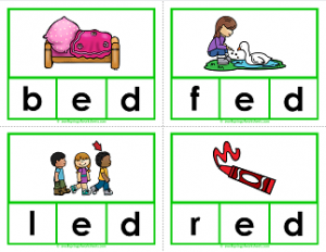 -ed Words Clip Cards - CVC Words - Phonics | A Wellspring of Worksheets