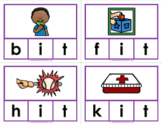 -it words clip cards - cvc words - phonics