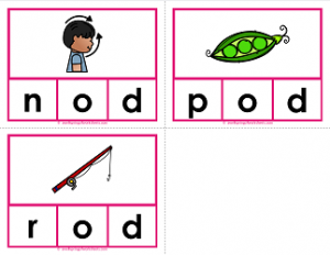 -od words clip cards - cvc words - phonics