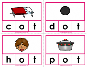 -ot words clip cards - cvc words - phonics