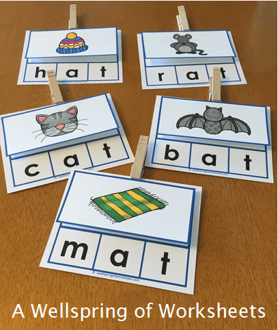 CVC Word Clip Cards - Consonant Vowel Consonant Words without a Picture