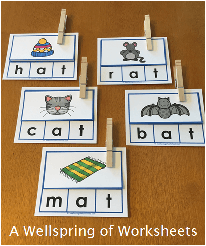 CVC Word Clip Cards - Consonant Vowel Consonant Words without a Picture
