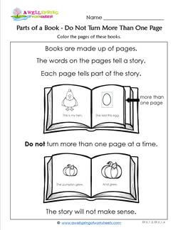 Parts of a Book - Do Not Turn More Than one Page
