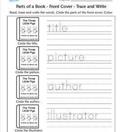 Parts of a Book - Front Cover - Trace and Write