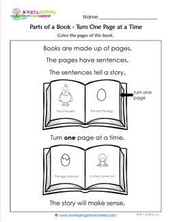 Parts of a Book - Turn One Page