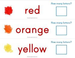 Print Awareness - How Many Letters - Colors Strips