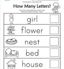 Print Awareness - How many Letters - Dolch Nouns - 3