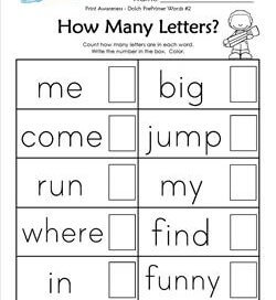 Print Awareness - How many Letters - Dolch Words - 2