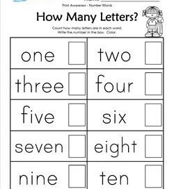 Print Awareness - How many Letters - Number Words
