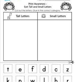 Print Awareness - Sort Tall and Small Letters