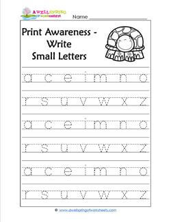 Print Awareness - Write Small Letters