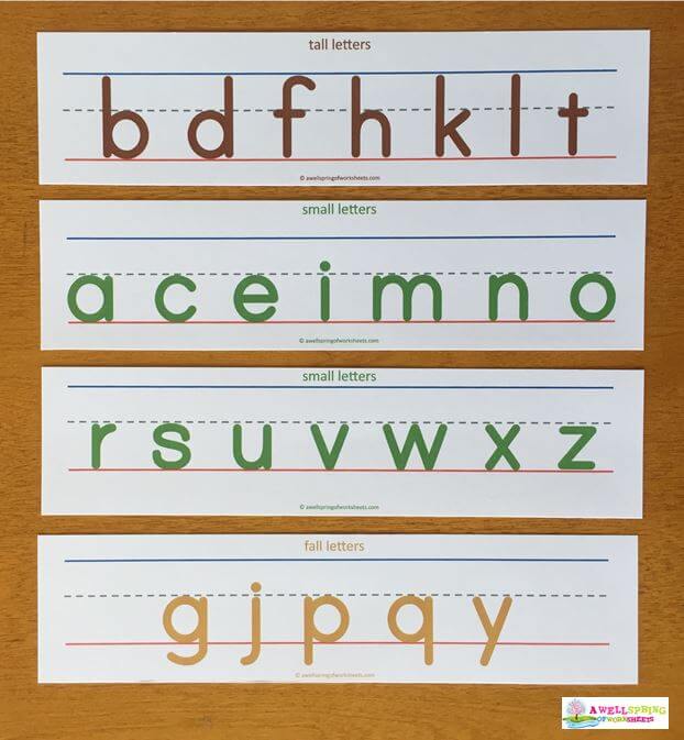 Tall, Small and Fall Letters on Primary Writing Lines