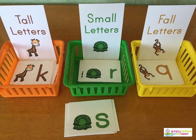 Tall, Small and Fall Letters - Sorting Strips with Animal Letters
