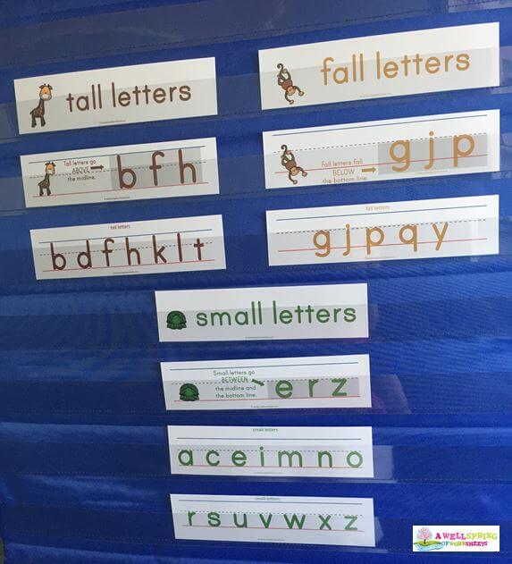 Tall, Small and Fall Letters in a Pocket Chart