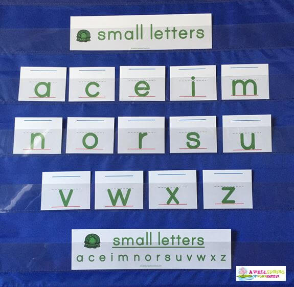 Small Letters in a Pocket Chart