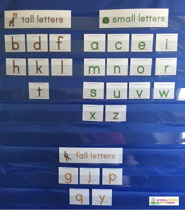 Tall. Small and Fall Letters - All Letters in a Pocket Chart