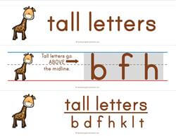 Print Awareness - Pocket Chart Cards - Tall Letters