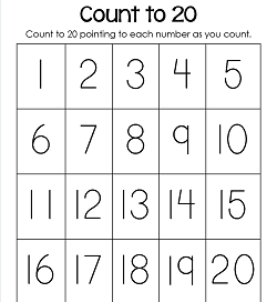 Blank Number Chart 1 20