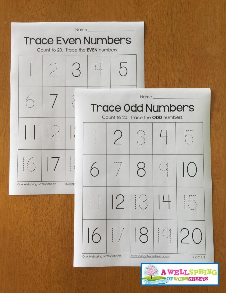 trace numbers 1-20 - even odd