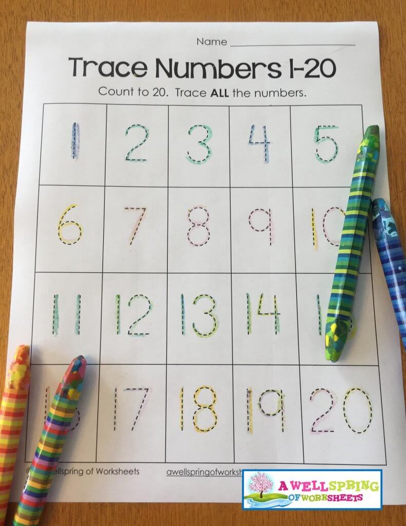 trace numbers 1-20 - fun crayons