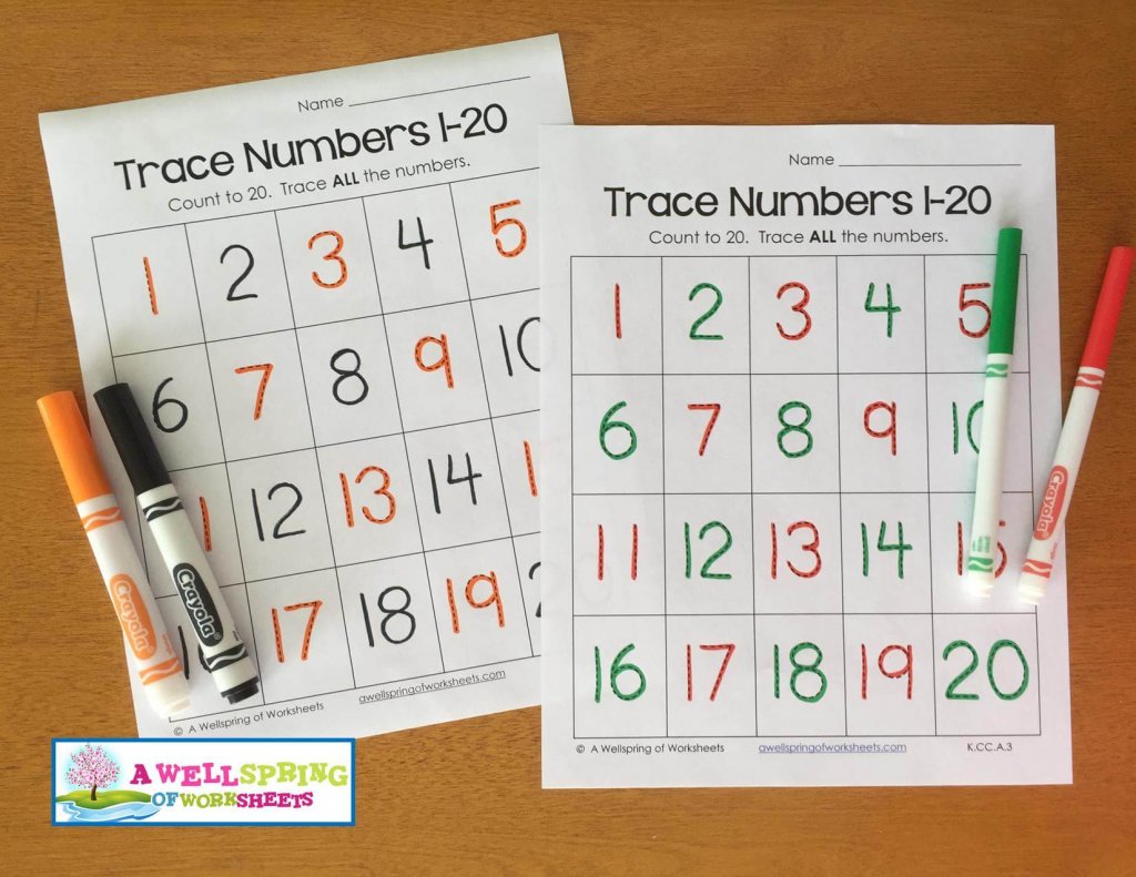 trace numbers 1-20 - holiday colors patterns