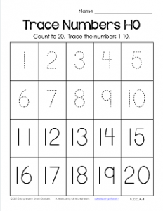 Trace Numbers 1-20 Worksheets - Trace the Numbers 1-10