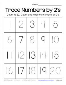 Trace Numbers 1-20 Worksheets - Trace the Numbers by 2s