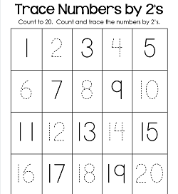 Trace Numbers 1-20 Worksheets - Trace the Numbers by 2s