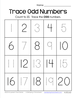 Trace Numbers 1-20 Worksheets - Trace the Odd Numbers