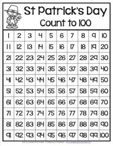 St Patrick's Day Worksheets - Count to 100 Chart